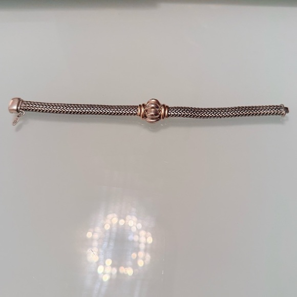 OTC ITALY 14k Gold & 925 Sterling Silver Pillowy Station Mesh Chain Brac… - Picture 5 of 10